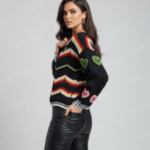 BELLE BLACK ZIG ZAG SWEATER