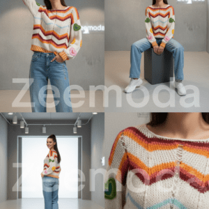 BELLE WHITE ZIG ZAG SWEATER