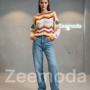 BELLE WHITE ZIG ZAG SWEATER