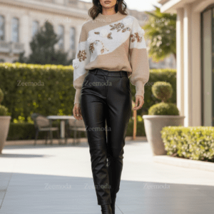 MADALYNN BEIGE ROUND NECK SWEATER