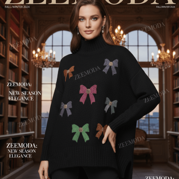 ELINA BLACK ROUND NECK SWEATER